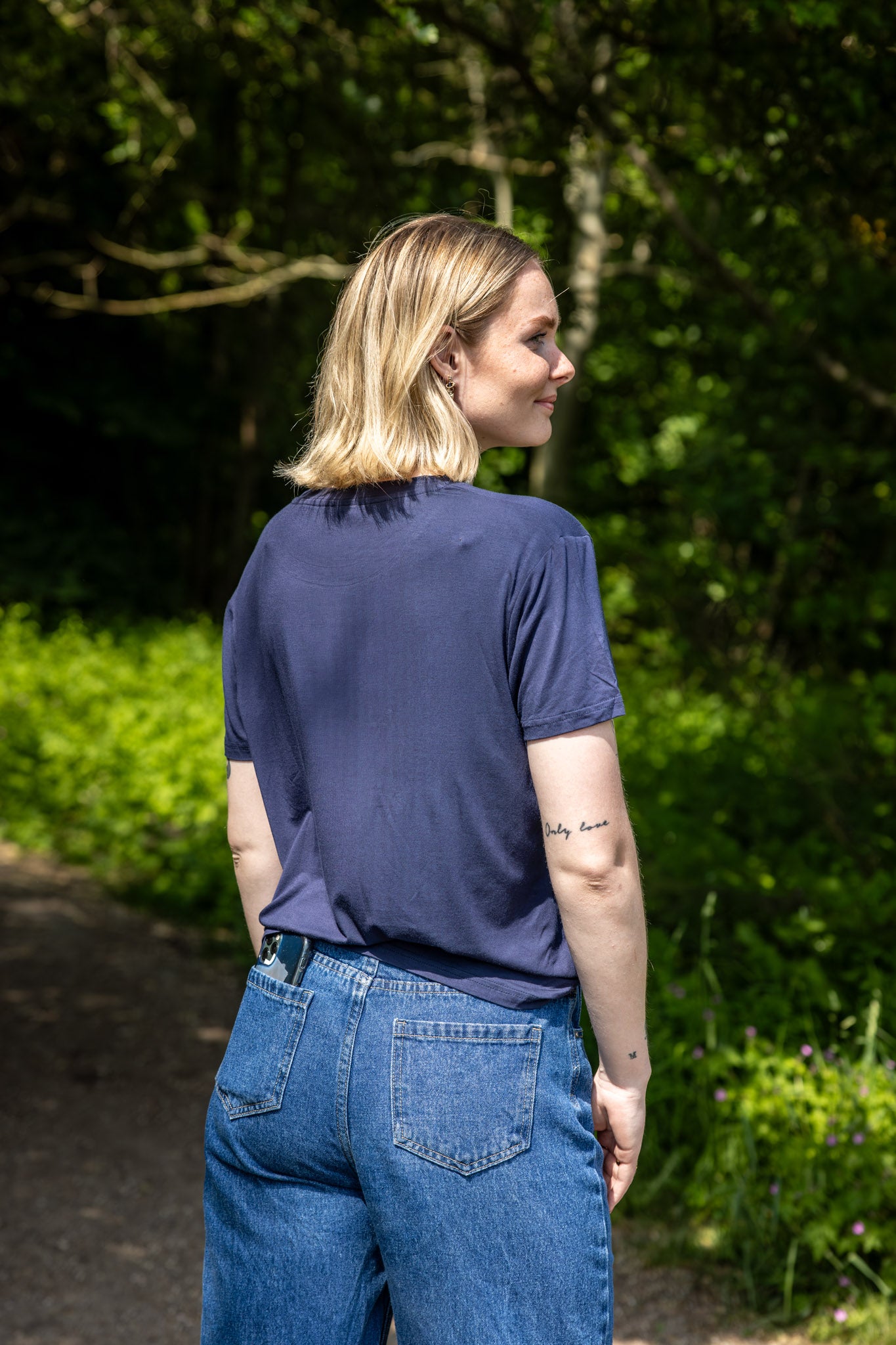 Navy Bambus - T-shirt - Dame
