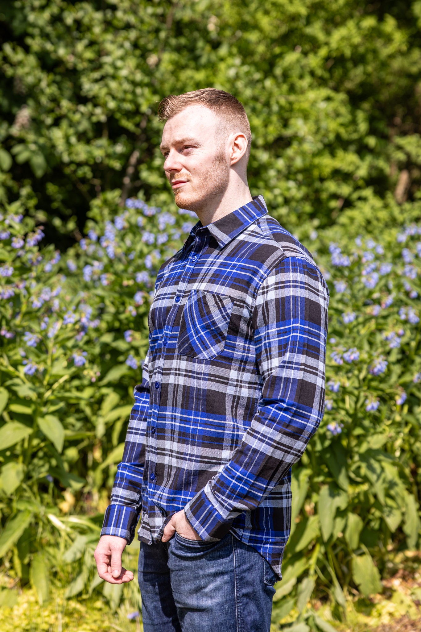 2. Sorting Breathable Lumberjack Shirt Men - Blue
