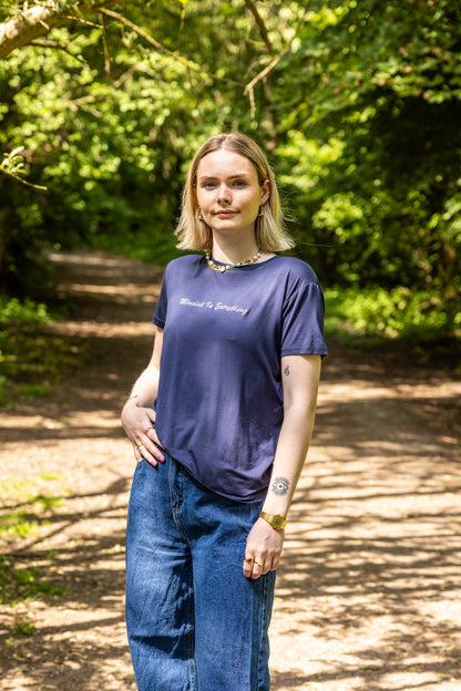 Navy Bamboo T-shirt - "Mindset is everything" - Women