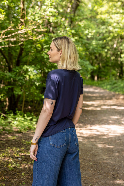 Navy Bamboo T-shirt - "Mindset is everything" - Women