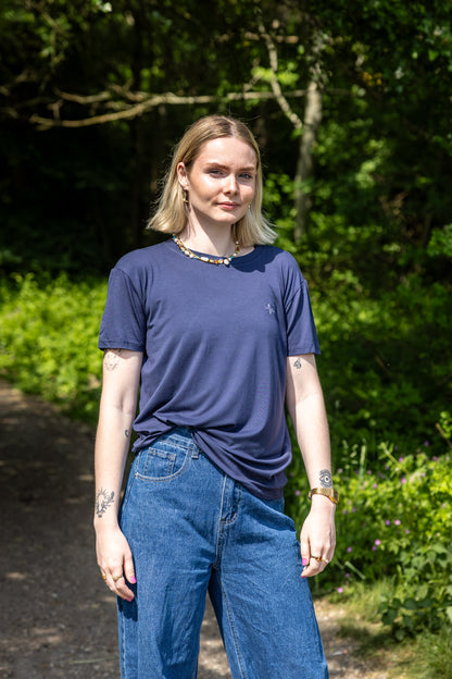 Navy Bambus - T-shirt - Dame